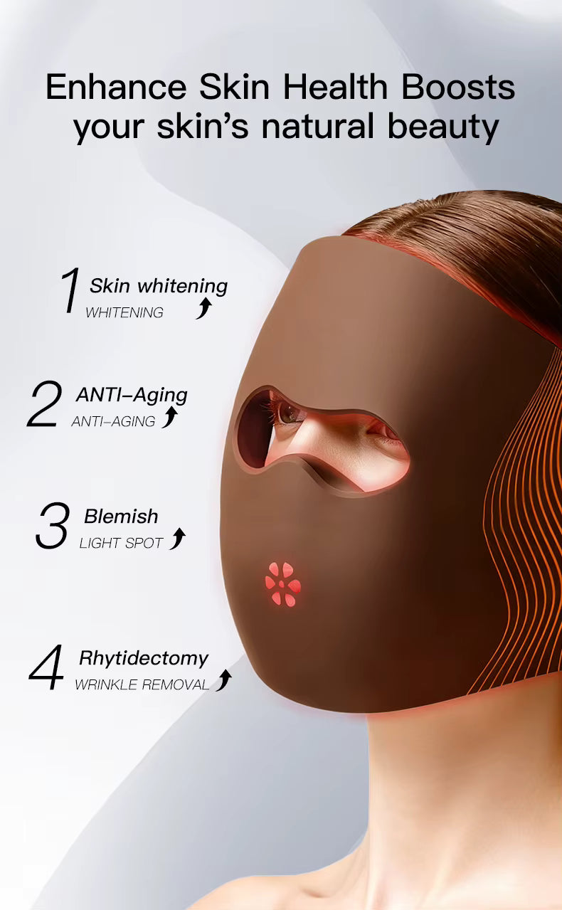 Masque de soin de la peau du visage 3D à étiquette privée, masque de beauté électrique tenu à la main en silicone, rajeunissement de la peau avec lumière LED et étanche