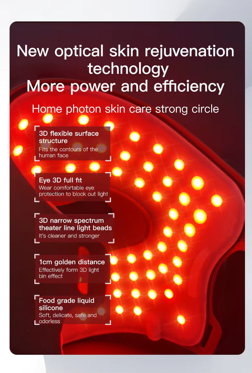 Masque de soin de la peau du visage 3D à étiquette privée, masque de beauté électrique tenu à la main en silicone, rajeunissement de la peau avec lumière LED et étanche